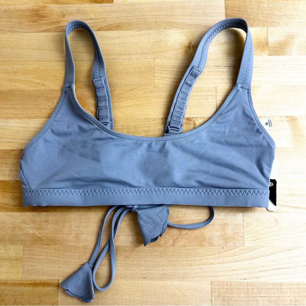 NEW Lululemon Wave Ride Bikini Swim Top Fossil Stripe White Blush Quartz Size 6